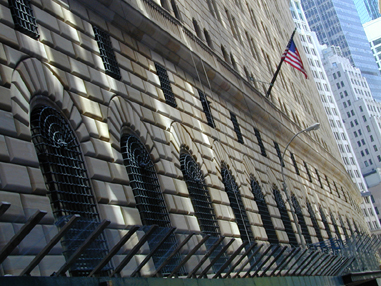 The main building of the Federal Reserve Bank of New York.