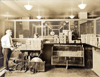 An example of how cash was bundled into packages after it was counted in the 1920's. 