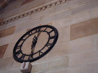 An original clock designed by metalworker Samuel Yellin.
