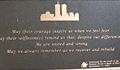 Plaque commemorating the first anniversary of the September 11, 2001 attacks on the World Trade Center. Food and medical services were offered to rescue workers in the weeks following.