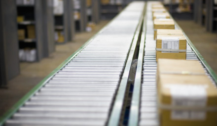 packages on a conveyor belt