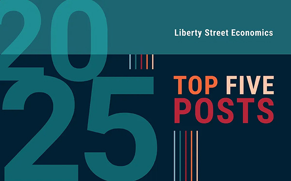 Graphic with text saying '2025, Top Five Posts, Liberty Street Economics'