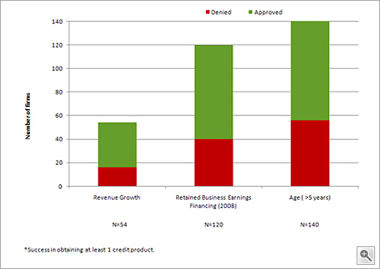 Successful applicants tended to be firms that had generated positive sales/revenue growth, firms that were sufficiently successful two years ago to be able to self-fund their needs through retained earnings, and firms that were at least five years old.
