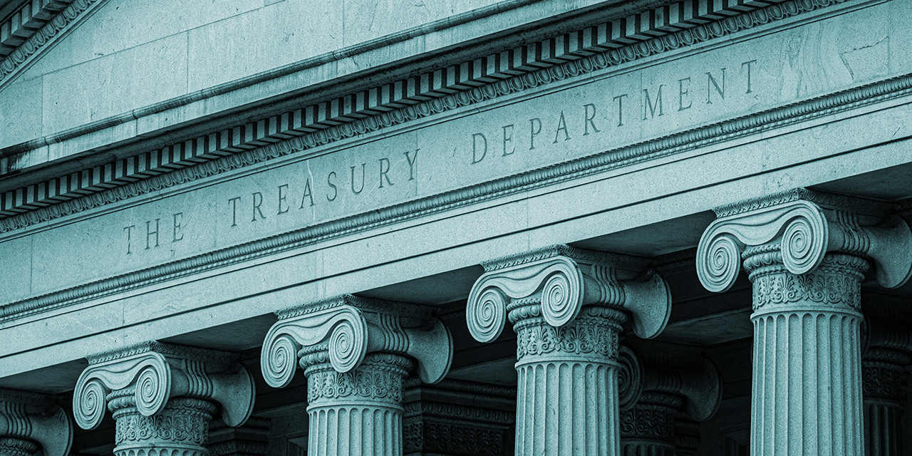 closeup of exterior of Treasury building