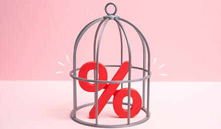 Illustration of a percent sign inside a bird cage.