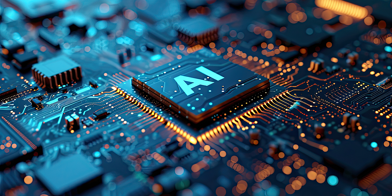 Detailed Close-up of an AI Chip on a Circuit Board Detailed Close-up of an AI Chip on a Circuit Board