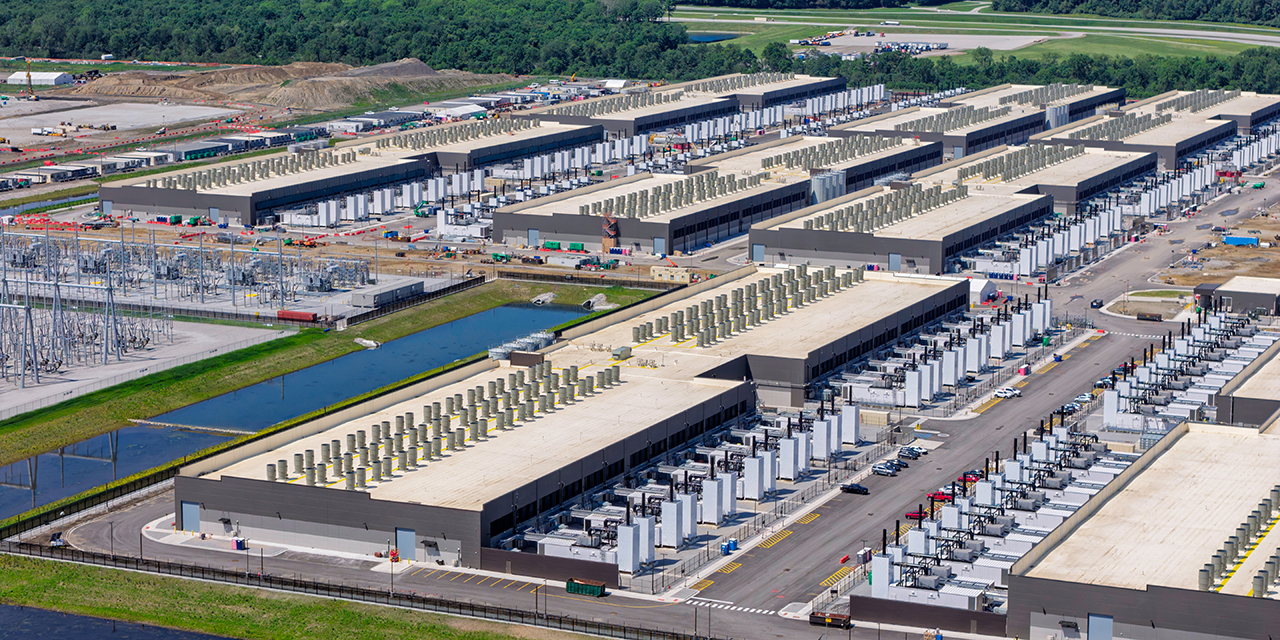photo of construction of a large sprawling data center for artificial intelligence